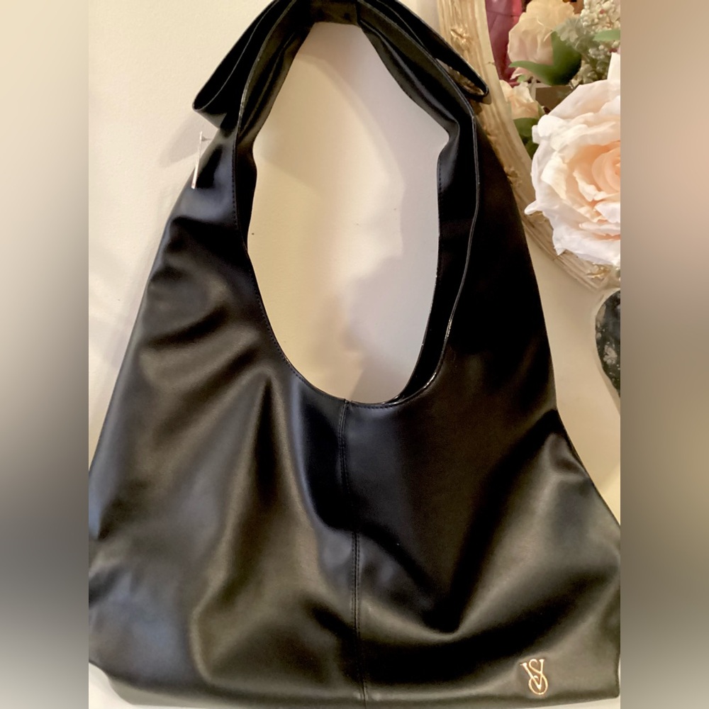 NWT Victoria's Secret Black Bow Shoulder Tote or Large HandBag VS Logo